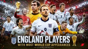 England Players with the Most World Cup Appearances (1930–2026)