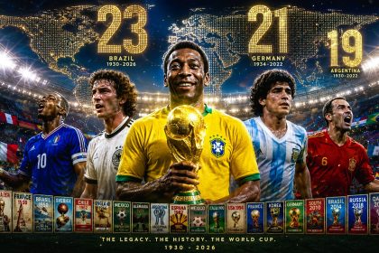 Most FIFA World Cup Appearances by National Team (1930–2026)