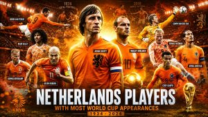 Netherlands players with most World Cup appearances (1934–2026)