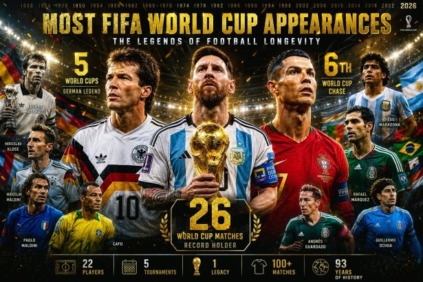 Players with Most FIFA World Cup Appearances in History