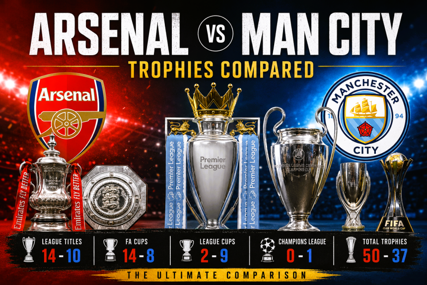 Arsenal vs Manchester City Trophies